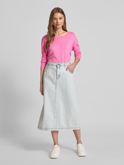 FREE/QUENT Strickshirt aus Viskose-Mix mit Rundhalsausschnitt Modell 'JONE' Pink 1