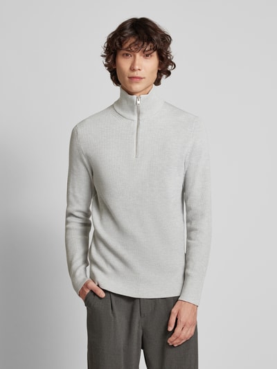 Jack & Jones Gebreide pullover met schipperskraag, model 'PERFECT' Lichtgrijs gemêleerd - 4