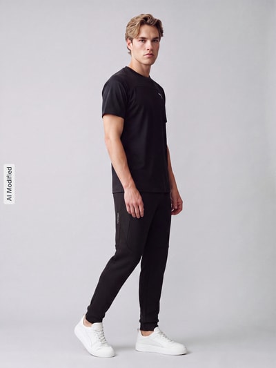 PUMA Performance Regular Fit Sweathose aus Baumwoll-Mix Modell 'PUMATECH' Black 1