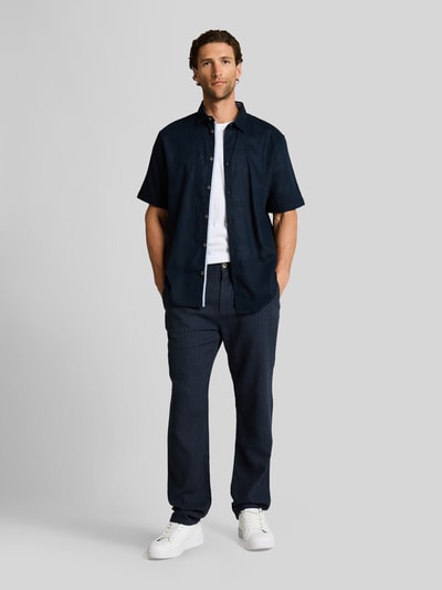 Tom Tailor Regular Fit Chino aus Leinen-Baumwolle-Mix Dunkelblau 1