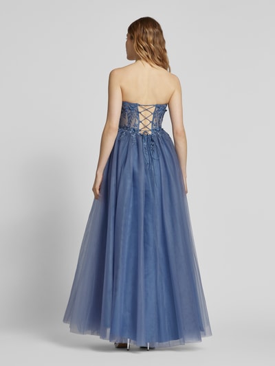 Laona Abendkleid mit Spitzenbesatz Rauchblau 5