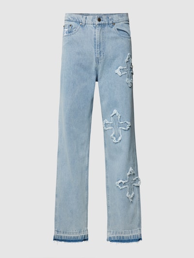 KARL KANI Jeans in destroyed-look met labelstitching Blauw - 2