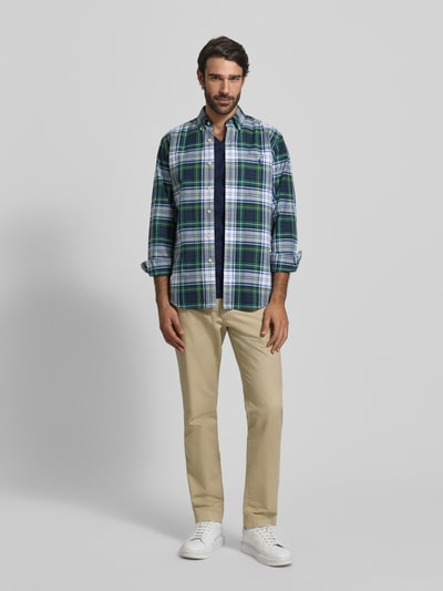 Fynch-Hatton T-Shirt mit Label-Stitching Marine 1