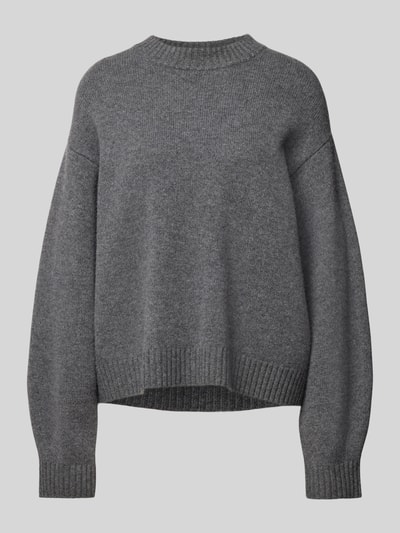 Jake*s Casual Sweter z dzianiny z prążkowanymi wykończeniami Ciemnoszary melanż 2