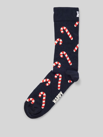 Happy Socks Socken mit Motiv-Stitchings Modell 'SMU CANDY CANE' Marine 1