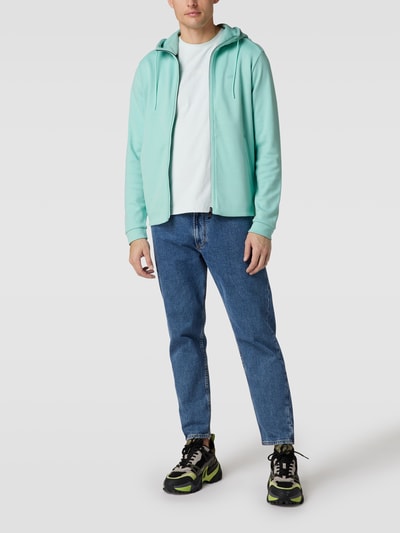 BOSS Green Sweatjacke mit Strukturmuster-Einsätzen Modell 'Saggy Curved' Mint 1