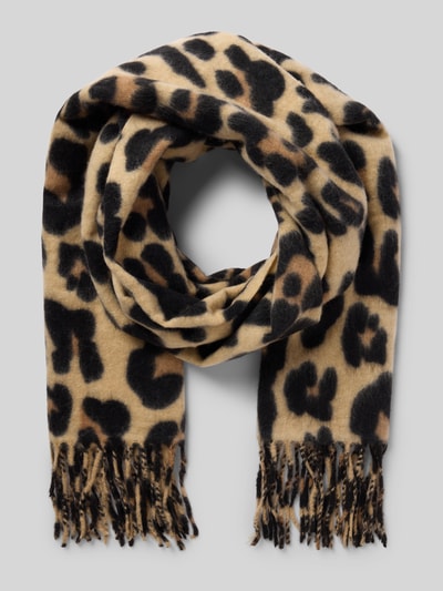 Kurt Beines Schal im Animal-Look mit Fransen Modell 'XXL Leo' Beige 1