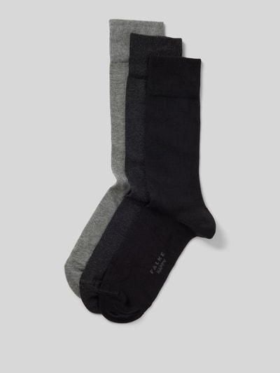 Falke Socken mit Label-Detail Modell 'Happy' im 3er-Pack Dunkelgrau 1