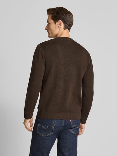 Jack & Jones Premium Strickpullover mit Rundhalsausschnitt Modell 'MILANO' Dunkelbraun 5