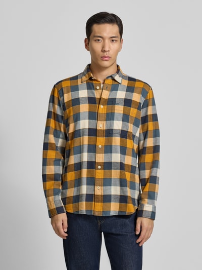 camel active Regular fit vrijetijdsoverhemd van flanel met labelstitching Oranje - 4