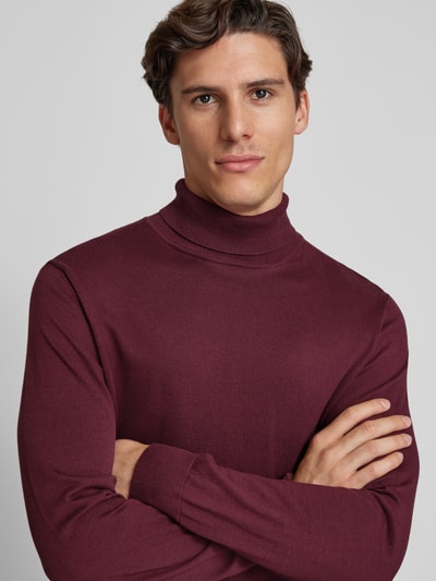 Armedangels Gebreide pullover met coltrui, model 'GAARDO' Donkerrood - 3