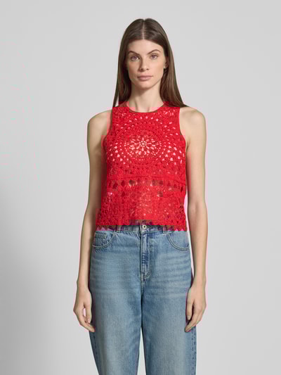 Mango Häkeltop mit Rundhalsausschnitt Modell 'KLEES' Rot 4