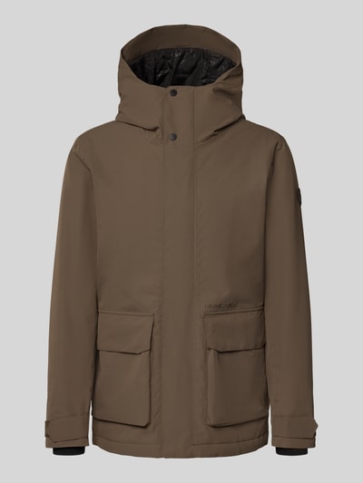 Produktfoto, Regular Fit Jacke mit aufgesetzten Taschen Modell 'Liam' von Didriksons in Braun, Kapuze, schlichte Form, glatte Textur, Herrenjacke