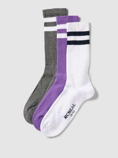 MCNEAL Socken mit Kontraststreifen im 3er-Pack Lila 1