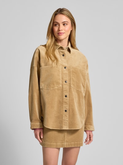 Jake*s Casual Bluzka koszulowa o kroju regular fit z imitacji sztruksu Piaskowy 4