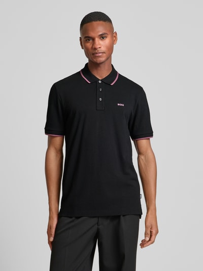 BOSS Poloshirt mit Label-Print Modell 'Parlay' Black 4