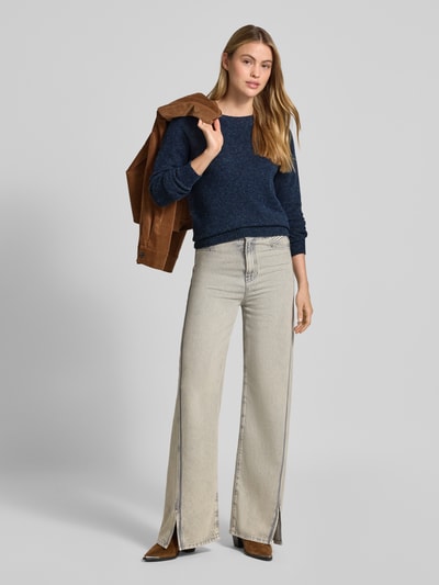 Vero Moda Regular Fit Pullover mit Rippbündchen Modell 'DOFFY' Marine Melange 1