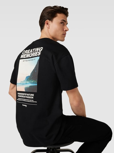 Knowledge Cotton Apparel T-shirt met motiefprint Zwart - 3