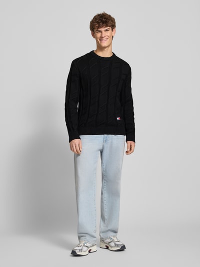 Tommy Jeans Regular fit gebreide pullover van zuiver katoen Zwart - 1