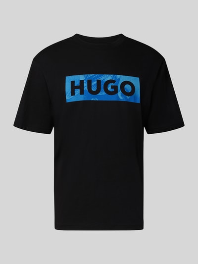 HUGO Blue męski t-shirt o kroju regular fit z czystej bawełny model 'NALIEN' Czarny 2