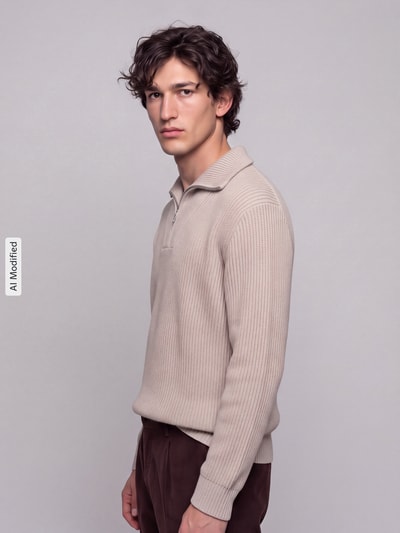 Selected Troyer mit Reißverschluss-Detail Offwhite 3