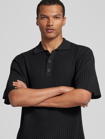 WON HUNDRED Poloshirt in Strick-Optik Black 3