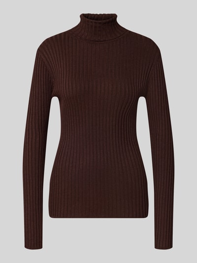 Soyaconcept Rollkragenpullover mit Rippstrickstruktur Dunkelbraun 1