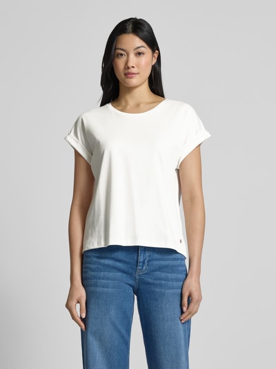 monari T-shirt met geribde ronde hals Offwhite - 4