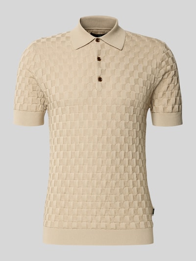 Produktfoto, Slim Fit Poloshirt aus reiner Baumwolle Modell 'Heritage' von Matinique, beżowy, faktura w kratę, krój slim fit, kołnierzyk polo