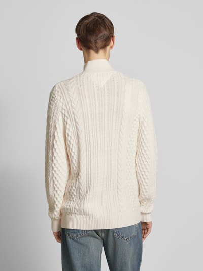 Tommy Jeans Regular Fit Strickpullover mit Woll-Anteil und Zopfmuster Offwhite 5