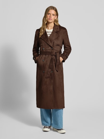 ONLY Płaszcz w kroju regular fit z materiał skóropodobny model 'LINA' Czekoladowy 4