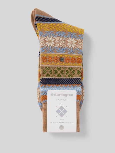 Burlington Socken aus Schurwoll-Mix Modell 'Country Fair Isle' Camel 3