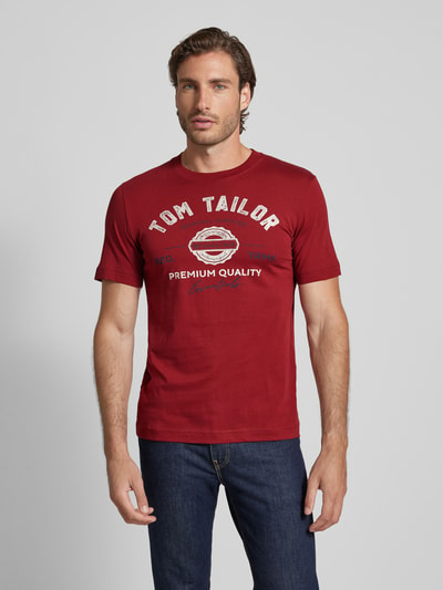 Tom Tailor Herren T-Shirt mit Statement-Print Bordeaux 4