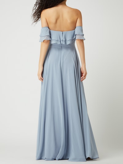 Luxuar Off shoulder-avondjurk van chiffon  Bleu - 4