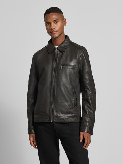 Gipsy Leren jack met ritssluiting, model 'Vintage Short' Antraciet - 4