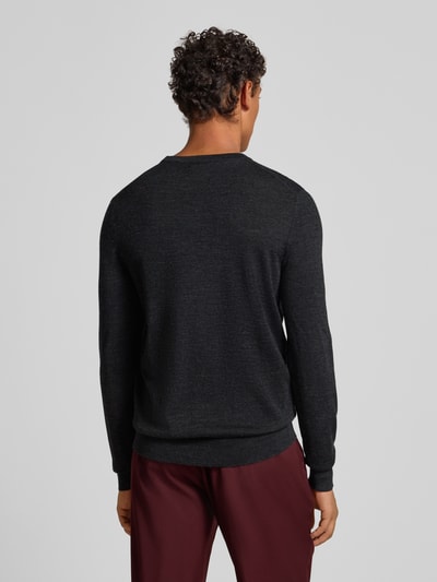 Christian Berg Men Regular fit shirt met lange mouwen van een mix van merinowol Antraciet gemêleerd - 5