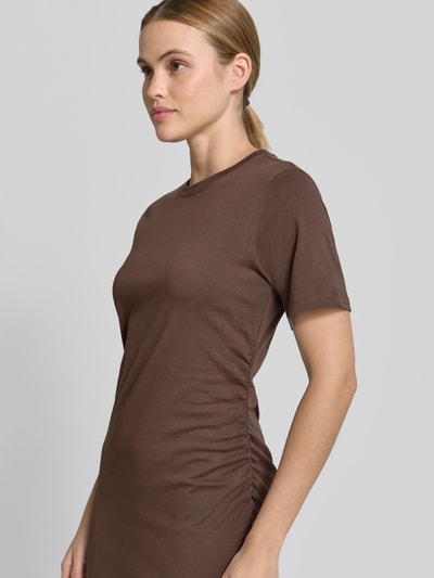 Jake*s Casual Knielanges T-Shirt-Kleid mit Rundhalsausschnitt Dunkelbraun 3