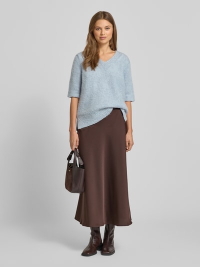 Milano Italy Gebreide pullover met V-hals en 1/2-mouwen Bleu - 1