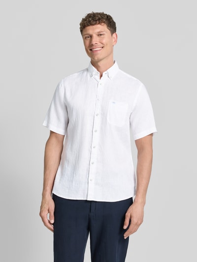 Fynch-Hatton Regular Fit Leinenhemd mit Button-Down-Kragen Weiss 4
