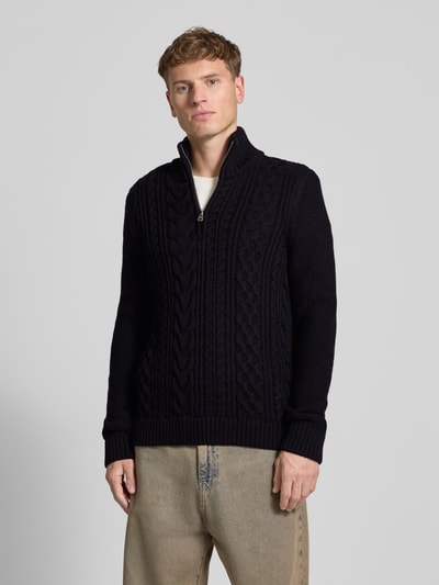 Superdry Strickpullover mit gerippten Abschlüssen Dunkelblau 4