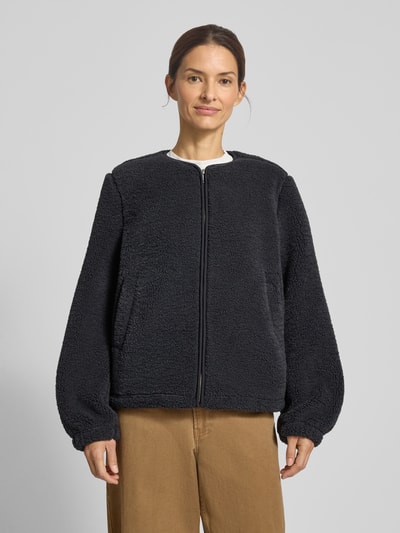 Samsøe Samsøe Fleecejacke mit Rundhalsausschnitt Modell 'AUTUMN' Anthrazit 4