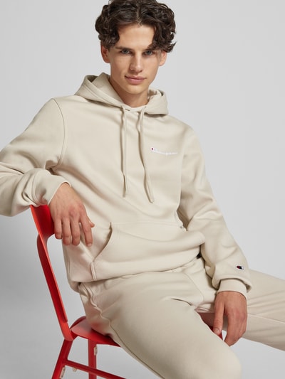 CHAMPION Hoodie mit Label-Stitching Beige 3