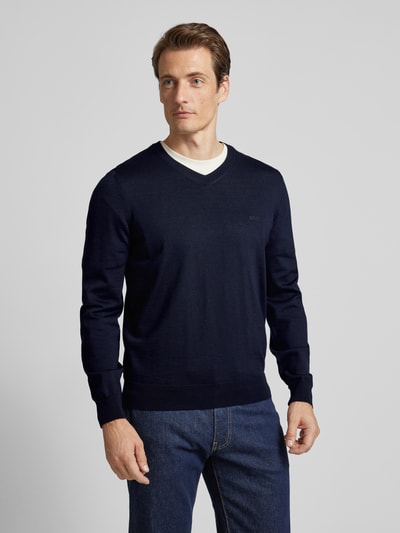 BOSS Strickpullover aus Schurwolle Modell 'Baram' Marine 4