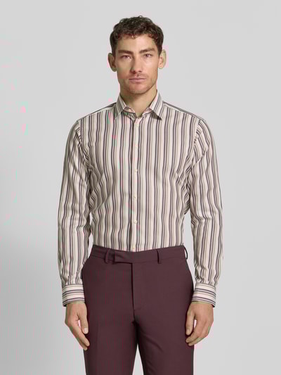 Christian Berg Men Regular Fit Business Hemd aus Baumwolle mit Kentkragen Mittelbraun 4