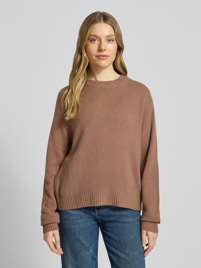 Christian Berg Woman Kasjmier pullover met ribboorden Hazelnoot - 4