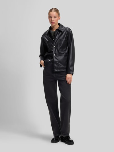 HUGO Blue Wide Fit Jeans mit Label Patch aus reiner Baumwolle Anthrazit 1