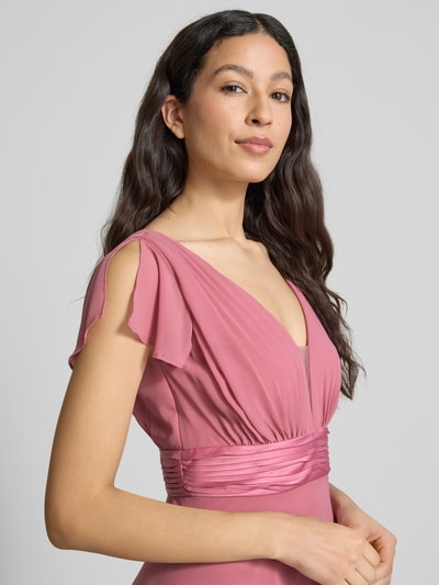 Jake*s Cocktail Abendkleid mit V-Ausschnitt und gelegten Falten Altrosa 3