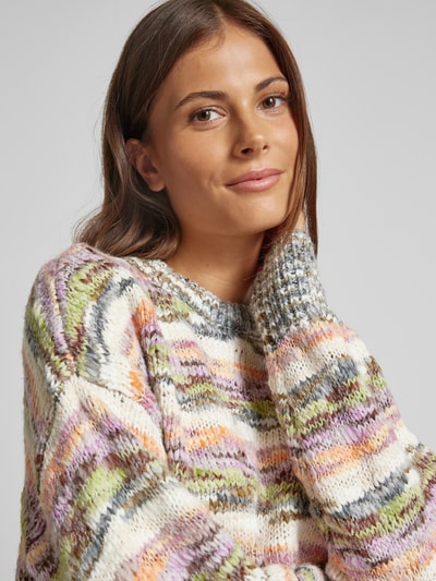 Jake*s Casual Strickpullover mit gerippten Abschlüssen Schilf 3