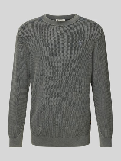 G-Star Raw Strickpullover mit Label-Stitching Dunkelgrau 1