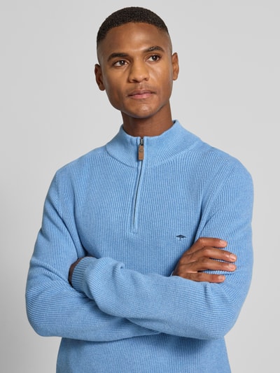 Fynch-Hatton Gebreide pullover met schipperskraag en labelstitching Lichtblauw - 3